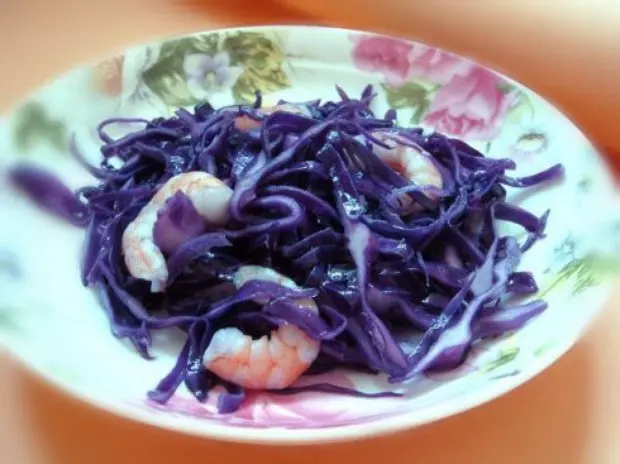 紫甘藍炒蝦仁