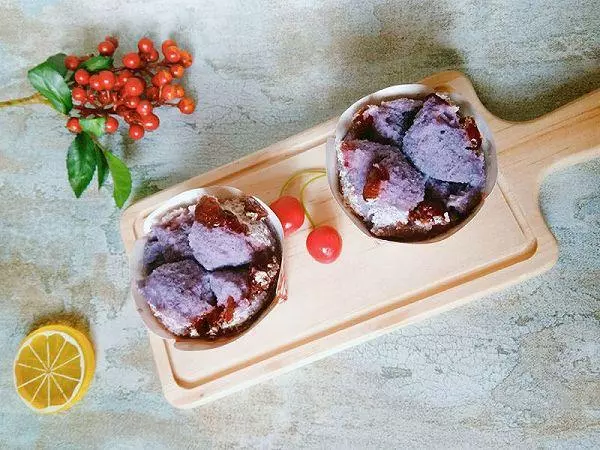 紫薯蔓越莓蒸米糕的做法