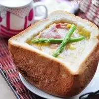 玉米濃湯麵包盅的做法
