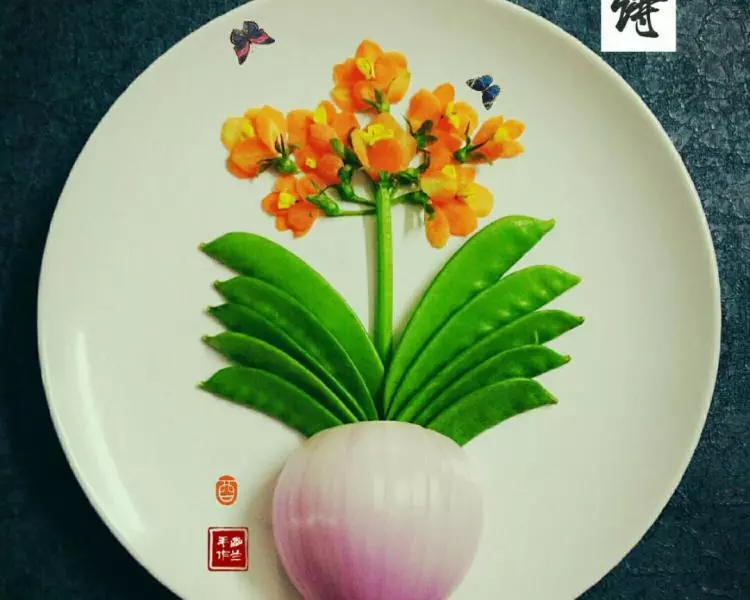 我的蔬果盤畫（梅，蘭，竹，菊四君子）