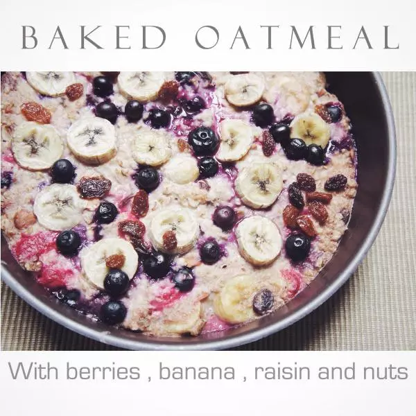 健康早餐- 藍莓香蕉果仁焗燕麥