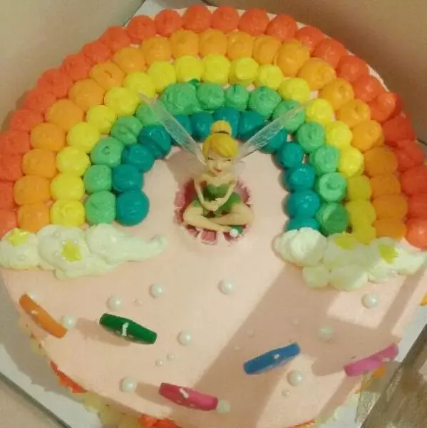 十寸彩虹圖案奶油蛋糕