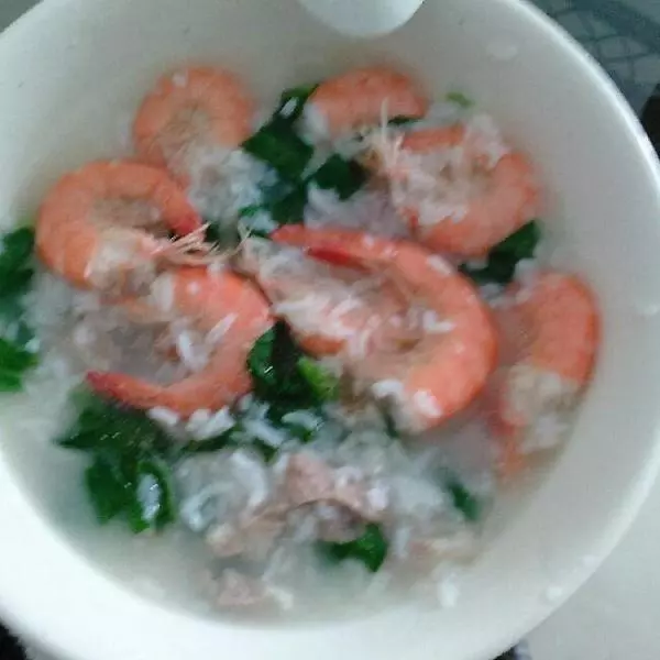 鮮蝦瘦肉青菜粥