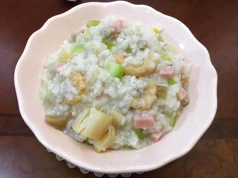 海米乾貝海鮮肉粒蔬菜粥