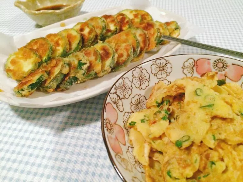 平底鍋煎茭瓜+剩餘材料做蛋餅