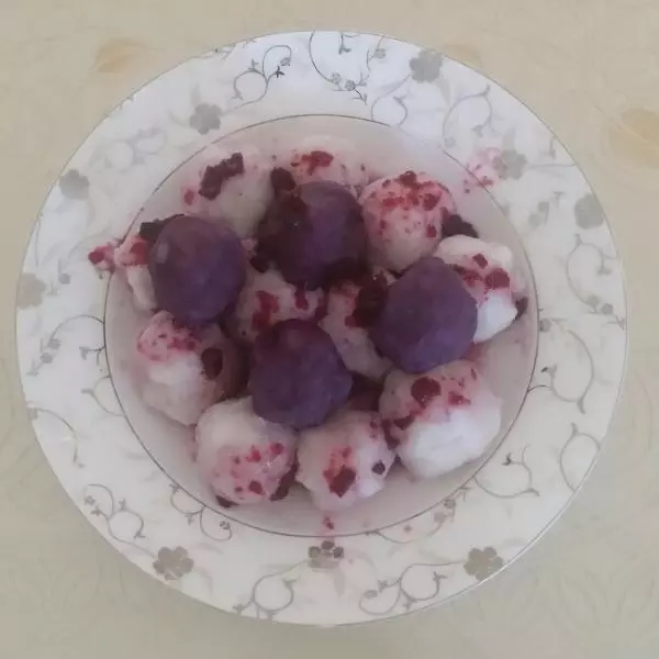 冰鎮藍莓山藥紫薯球
