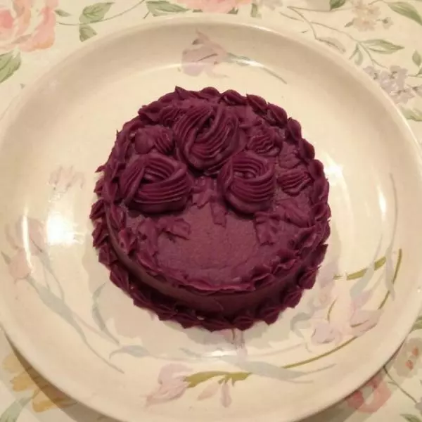椰漿紫薯泥裱花（無奶油蛋糕裝飾）