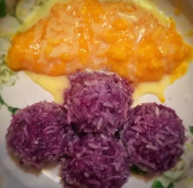 芒果紫薯糯米球
