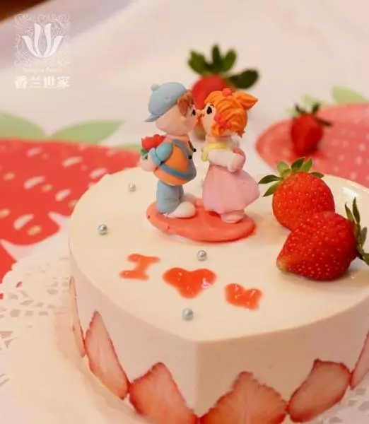 [香蘭世家]情侶草莓慕斯蛋糕--白色情人節禮物