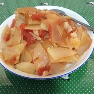 西紅柿炒土豆片蓋澆飯