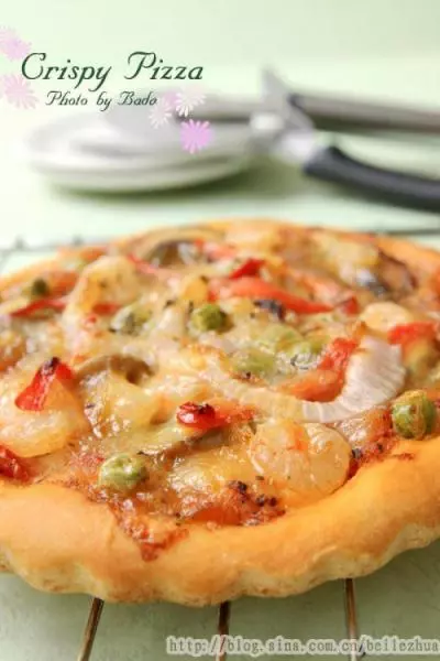 鮮蝦蘑菇披薩