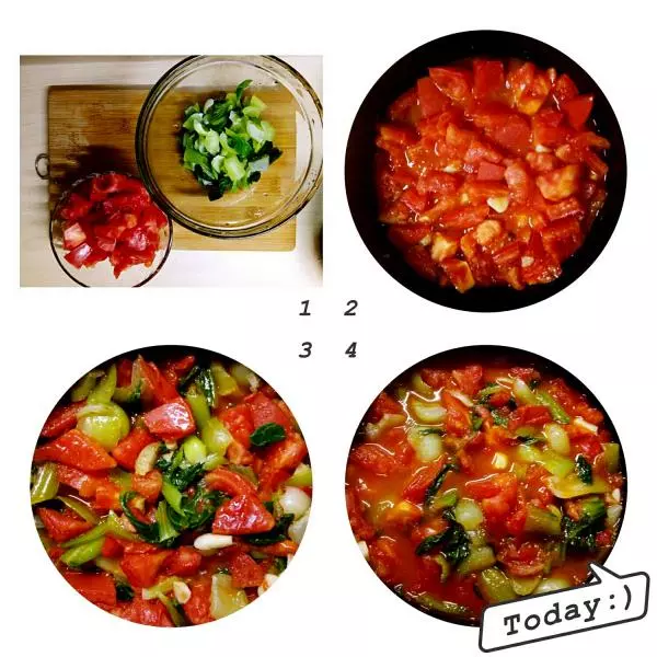 宿舍餐食：番茄炒油菜