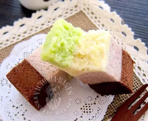 淡雅的彩虹海綿「蒸」蛋糕