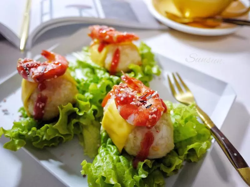 泰式鮮蝦肉鬆烤飯糰【健康小食】