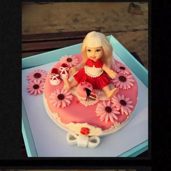 芭比紅裙娃娃翻糖蛋糕