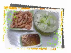 大白菜燉豆腐+薑汁基圍蝦