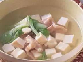 青菜豆腐肉片汤