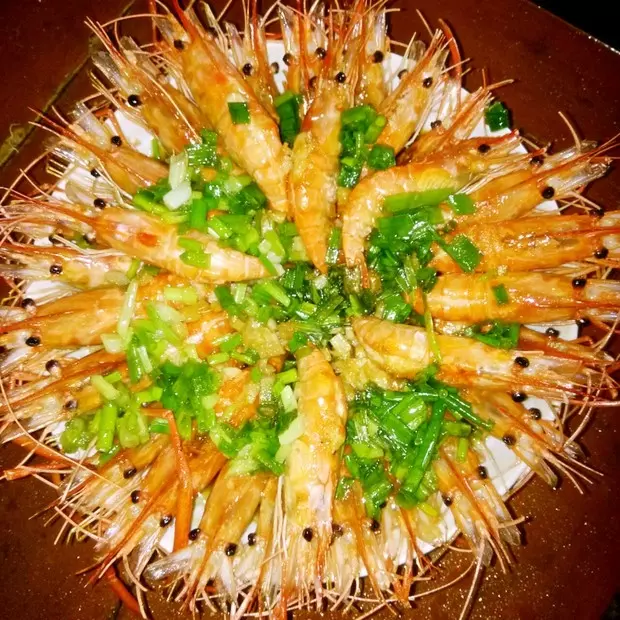 蒜蓉蔥油青蝦