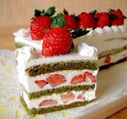 素食绿茶草莓糕