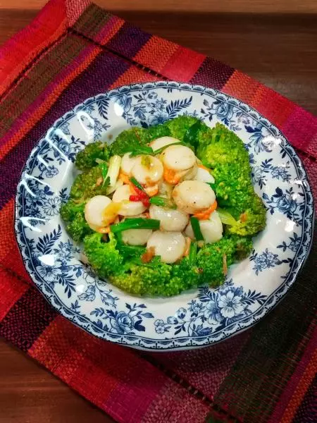 扇貝炒西蘭花&amp;海鮮蝦米醬