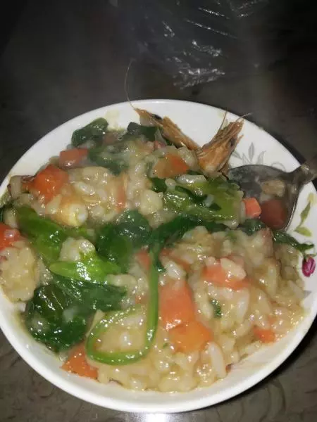 菠菜白虾粥