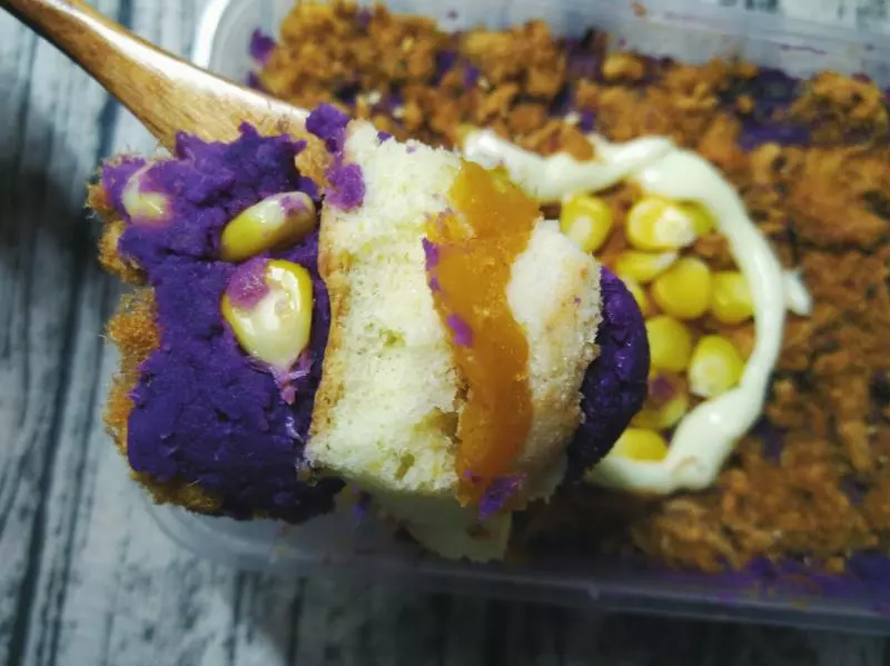 紫薯红薯肉松盒子蛋糕（宿舍版）