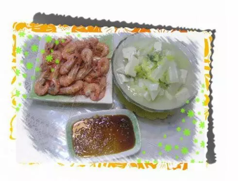 大白菜燉豆腐+薑汁基圍蝦