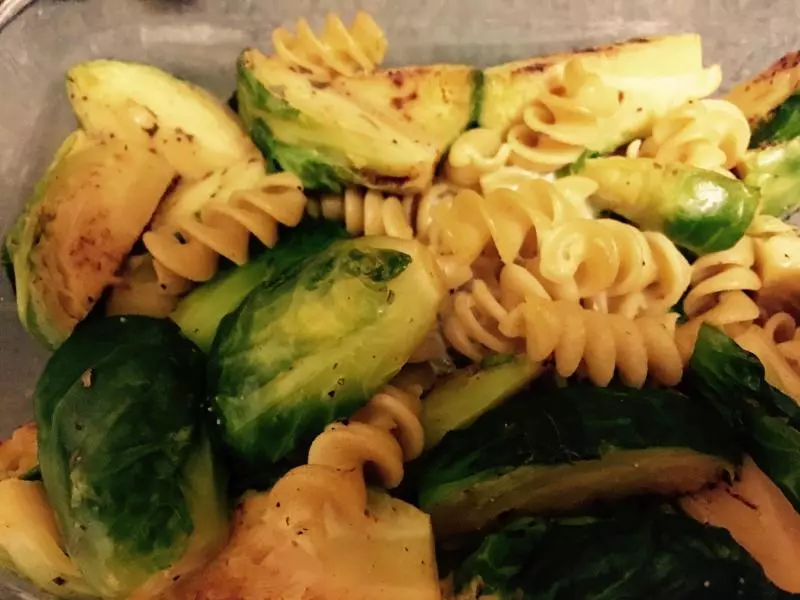 baked brussels sprout + pasta
