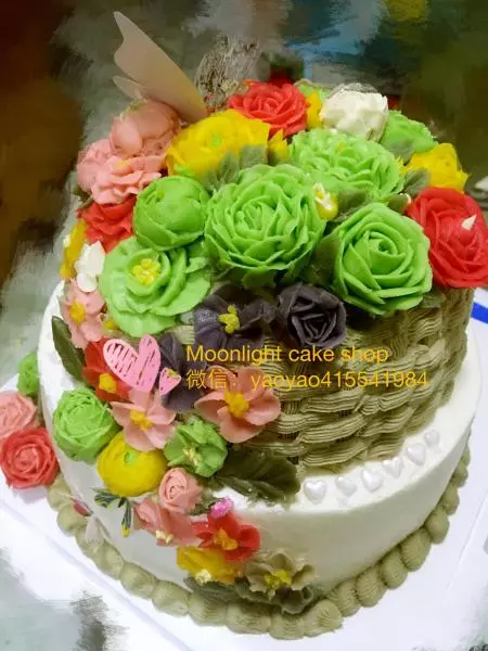 韩式裱花蛋糕-玫瑰牡丹芍药五瓣花