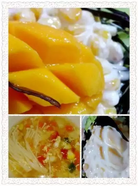 金黃系列 -- 芒果玉米沙拉+金針菇玉米濃湯