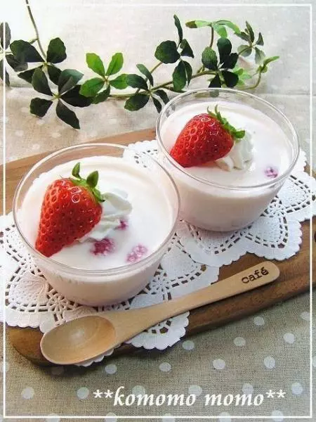 【視頻】簡單♥草莓牛奶布丁♥