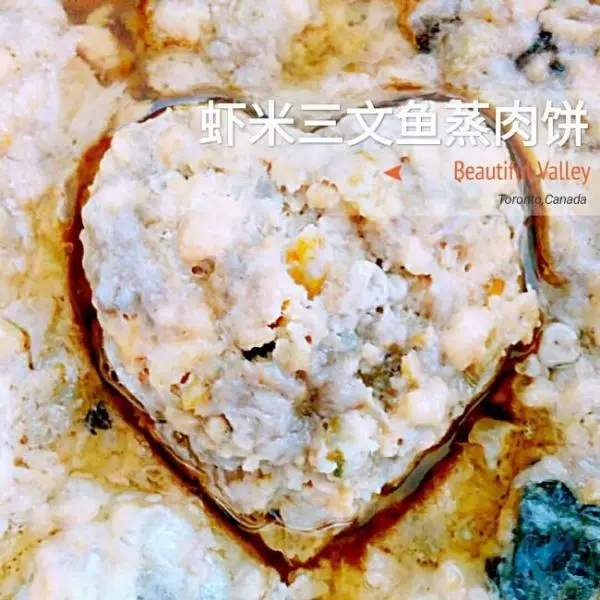 蝦米三文魚蒸肉餅