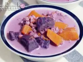 椰汁南瓜紫薯薏米煲