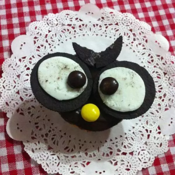 猫头鹰黑巧克力cup cake