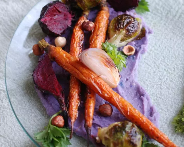 【素食主義】烤時蔬配紫薯泥佐阿根廷蒜辣醬