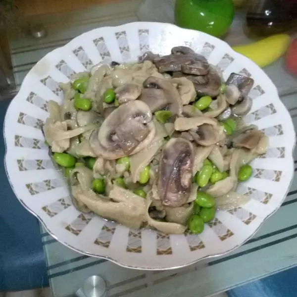 面筋毛豆炒蘑菇