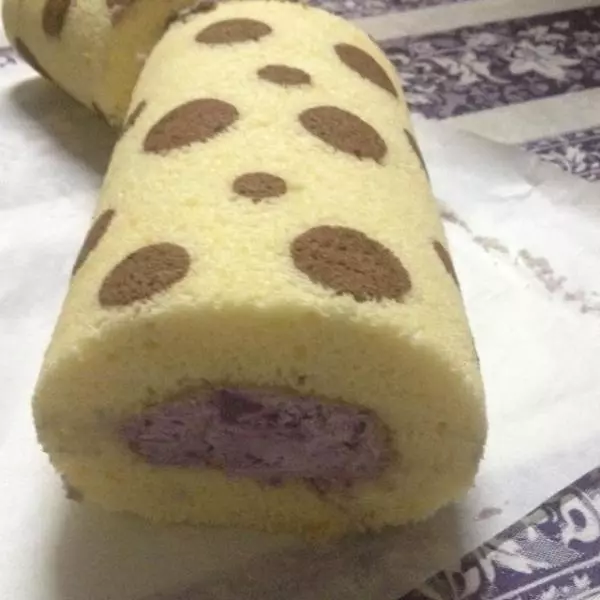 原味巧克力波點紫薯奶油蛋糕卷