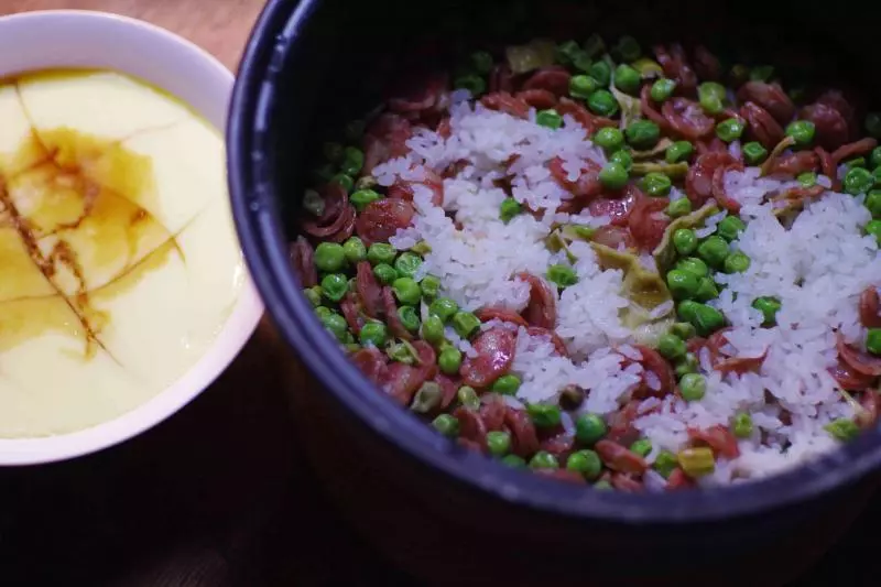 甜豆香腸筍乾飯