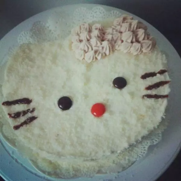 可愛Kitty蛋糕～簡單快手奶油蛋糕